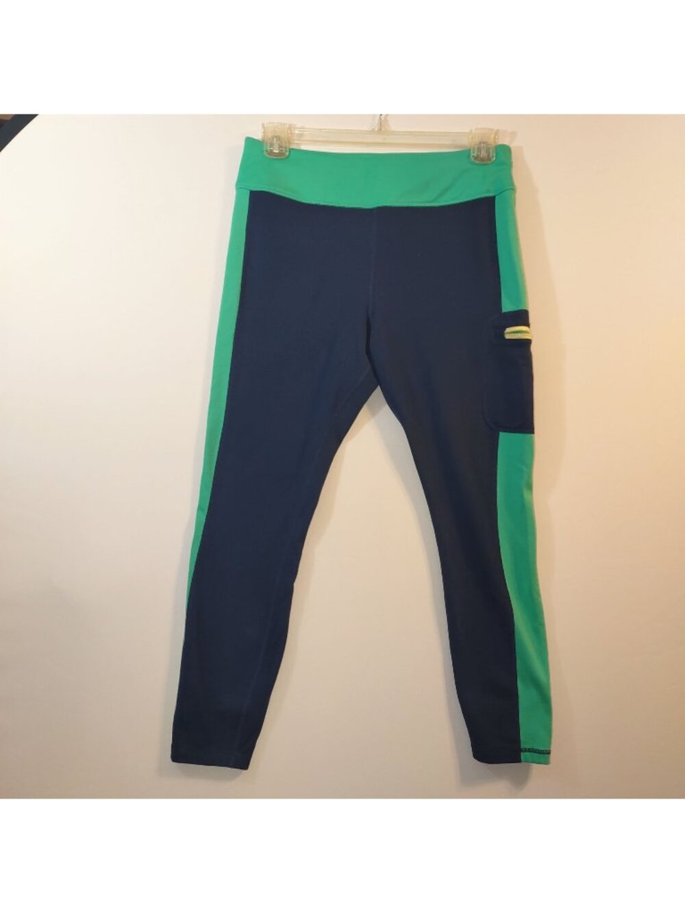 Athletic Works Girls Colorblock Leggings Navy Green Pocket L/G 12-14
